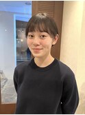 大人シアーベージュミニウルフボブミディアムレイヤー