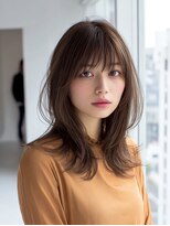 ダル 渋谷/表参道(DAL.) ミディアムレイヤー/くびれレイヤー/前髪あり/暗髪透明感