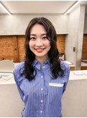 ミディアムパーマ ミディアム スパイラルパーマ パーマ 前髪