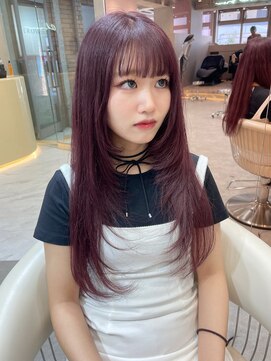 グロー 大宮(GLROW) レイヤー　ラベンダーカラー　ブリーチ　顔まわり