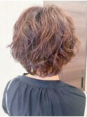 20代30代40代大人かわいい小顔ショートパーマモカブラウン