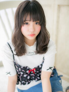 大波純一美容室パーティハン 大人可愛いぱっつん前髪エアリーウェーブa小山10代20代