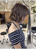☆ミディアムパーマデジタルパーマボブパーマチェリーブラウン