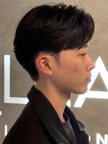 ステラ(STELLA) ダウンパーマ 毛流れパーマ ツーブロック マッシュ 黒髪 20代