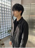 韓国マッシュフェザーパーマニュアンスパーマセンターパート黒髪