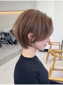 クールショート/ピンクベージュ/前髪/イメチェン