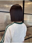 縮毛矯正して暖色ボブに！