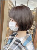 大人可愛い/切りっぱなしボブ/小顔/髪質改善グレージュ/20代30代