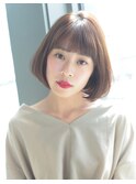 大人ガーリー顎ラインボブダークアッシュパールミルクティー