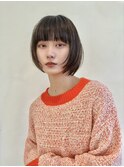 マチルダボブ暗髪グレージュフルバングミニボブ