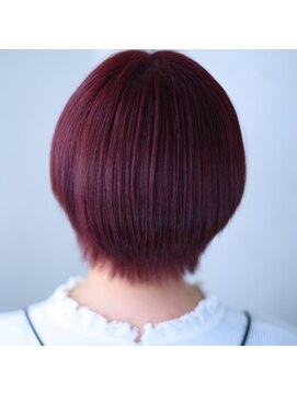 ニコリヘアワークス(nicori hair works) ショートボブ×ヴィヴィットカラー×バイオレットピンク2