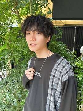 バランス 天王寺店(Balance) マッシュツーブロック束感黒髪シークレットパーマセンターパート