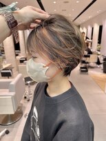 ステアケース 武蔵小杉店(stair:case) 大人ハイライトオレンジピンクグレージュショートボブ