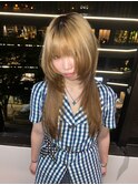 15574ブリーチ&ダブルカラー渋谷ウルフレイヤーくびれヘア