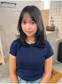 小顔顔まわりレイヤーカットミディアムヘア