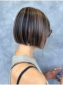 【c5】髪質改善ショートボブハイライト白髪ぼかしヘアセット30代