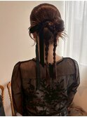 ヘアセット編みおろし 成人式 20代 結婚式 カチモリヘア