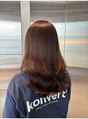 柔らかブラウンの韓国風くびれロング