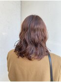 ボルドーカラー×コテ巻きパーマ