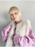 ボブウルフ ミルクティーベージュ ブロンド フルバング【Riku