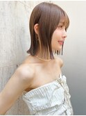 liberte銀座 大人可愛い 切りっぱなしショート×透明感ベージュ