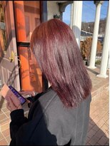 美容室 メザミー MESAMIES ストレートセミロング 暖色チェリーブラウン 髪質改善