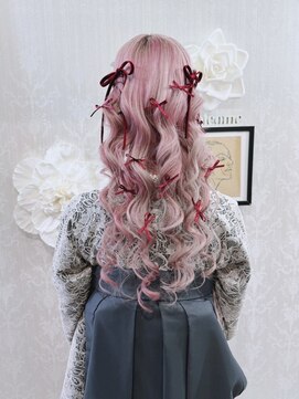 アトリエビューティーアミュ(atelier beauty AmU) 卒業式 袴着付け ハーフツイン×ベロアリボン×紐リボン