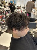メンズパーマツイスパ波巻きスパイラルマッシュセンターパート