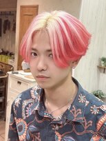 ウィルゴ(VIRGO)&nbsp;メンズデザインカラーハイライトブロンドレッドセンターパート