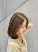 表参道酸性ストレートパーマ艶髪ミディアムレイヤーベージュ40代