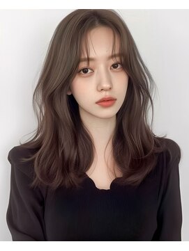 ケイバイミシェリー(kei by misherry) センターパート顔周りミディアムレイヤー/ナチュラルブラウン