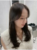 低めレイヤースタイル×ナチュラルブラウン