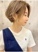 前髪なし/ボブ/カーキグレージュ/大人かわいい[東銀座/銀座]