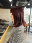 20代30代40代大人可愛いイメチェン似合わせカットレッドブラウン