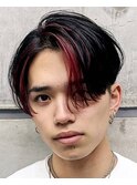メンズナチュラルセンターパート　ハイライトショート
