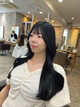 シェノン 西梅田(CHAINON) 前髪カット/レイヤースタイル/オリーブベージュ／韓国巻き