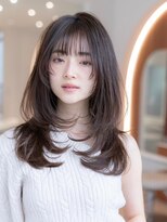 ケアリー 調布(Carelly)&nbsp;大人かわいい前髪セシルカットココアブラウンフリンジウェーブ