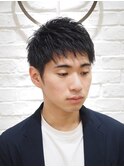 黒髪爽やかメンズビジネススパイキーショート/バーバースタイル