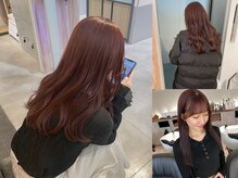 ブリーチなしピンクブラウン