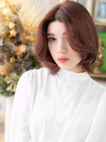 カバーヘア ブリス 川口(COVER HAIR bliss)&nbsp;センターパートチェリーレッド外ハネボブh3川口20代30代40代