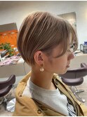 大人可愛い20代30代40代黒髪前下がりショートボブ丸みショート◎