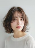 アッシュベージュ×ボブ