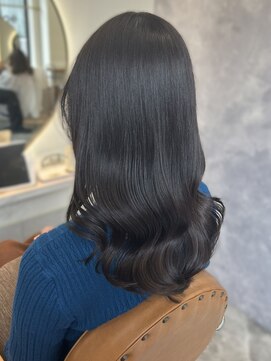 カノエ 福岡香椎店(canoe) 髪質改善トリートメント アッシュブラック 黒髪 セミロング 20代