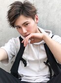 かき上げヘア七三オールバックコンマヘア韓国ヘアアップバング