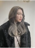 寒色系ブリーチカラーシルバーグレージュ 韓国スタイル 北千住