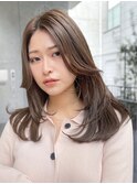 内巻きレイヤー簡単ヘアアレンジロング顔周り前髪カット髪質改善