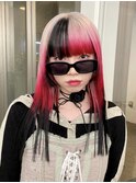 ハイトーンホワイトシルバーのレッドエンドカラー×ローライト