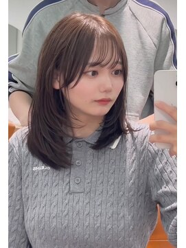 ネウィ 広島(newi) ワンレンボブ前下がりショート内巻きワンカール鎖骨ミディアム