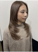 ミルクティーベージュブラウン/ハッシュカット/ロングレイヤー