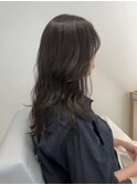 グレージュカラー/ブリーチなし透明感カラー/ロングヘア